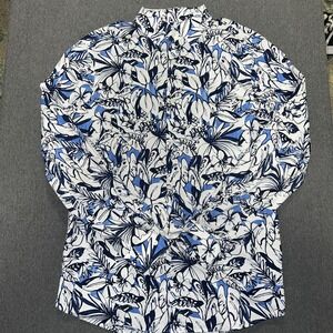 Express Long Sleeve Shirt Men's Size Large Extra Slim 1MX Blue White Floral